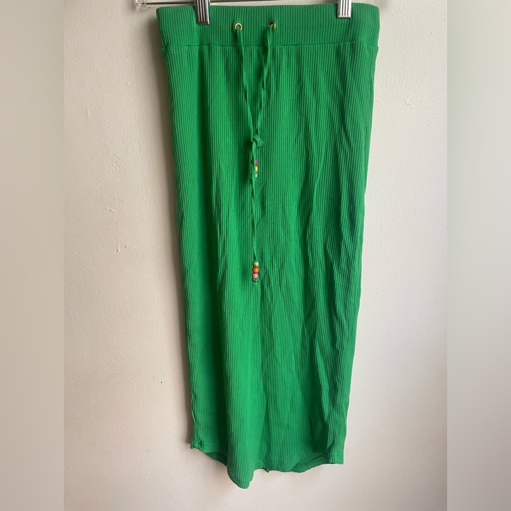 Terez Green Rib Midi Skirt